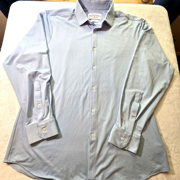 Mizzen Main Spinnaker Collection Shirt Mens XXL Trim Light Blue Stretch USA Made - Picture 1 of 5